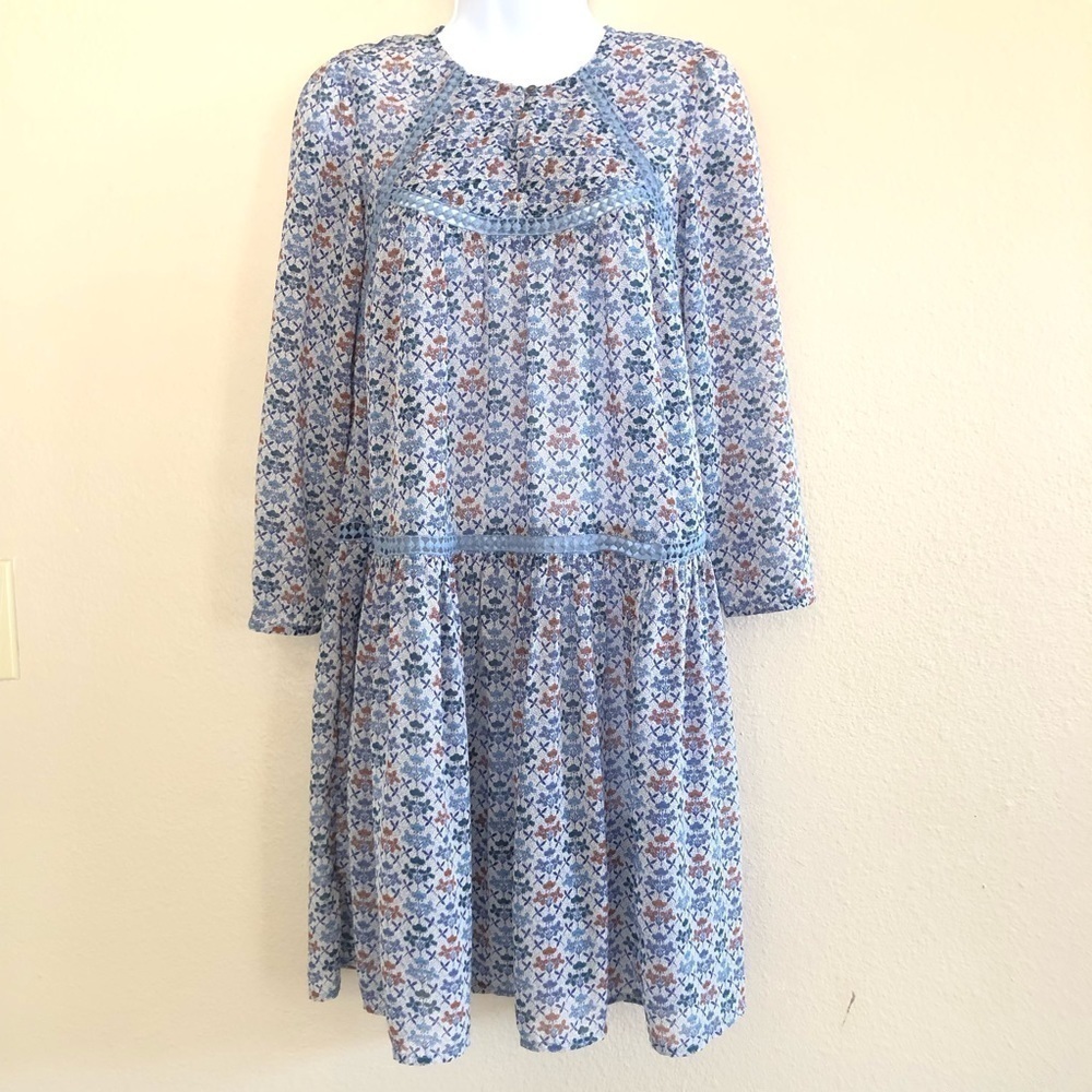 Anthropologie Holding Horses Betony Swing Crochet Prairie Floral Dress Sz 0/UK 4